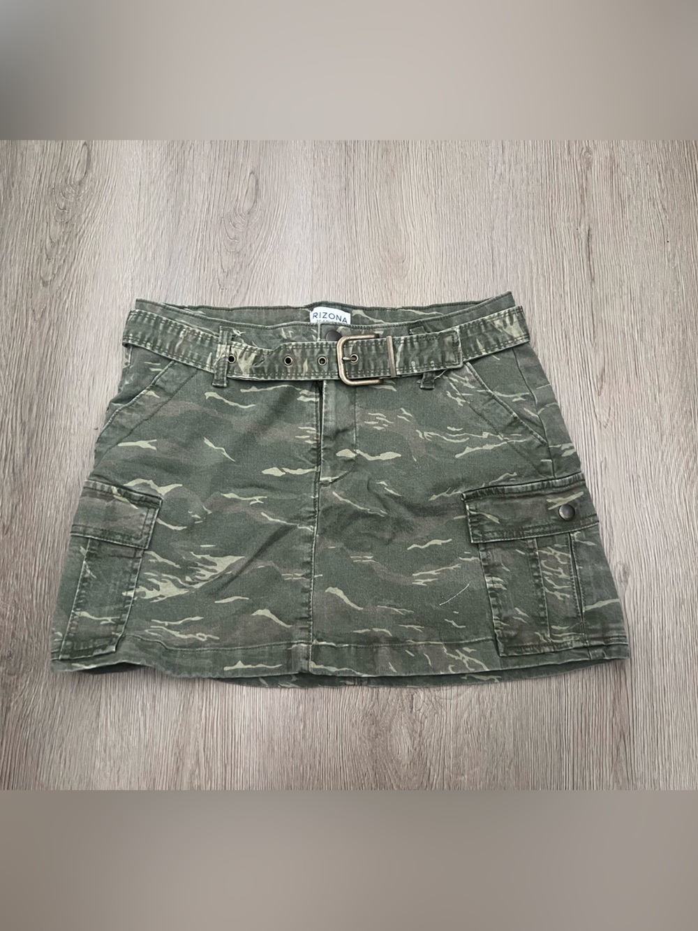 Arizona Jean Company Green Camo Cargo Mini Skirt with Belt
